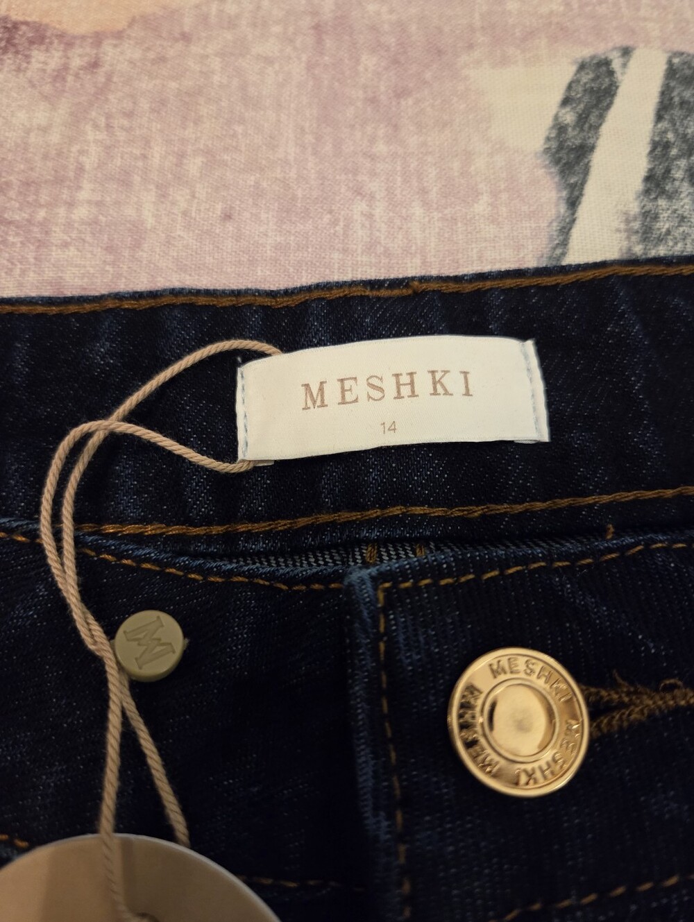 MESHKI Jen‎ Indigo Blue Wide Leg Flare Denim Jeans Women's SZ 14 Ultra Wide NWT - Picture 12 of 16
